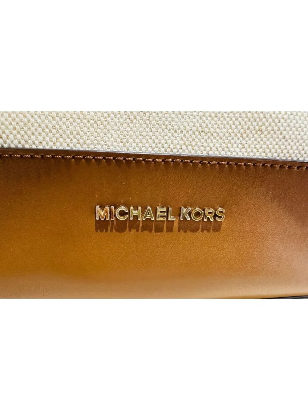 Michael Kors Brown Leather & Canvas Shoulder Bag with Dust Bag